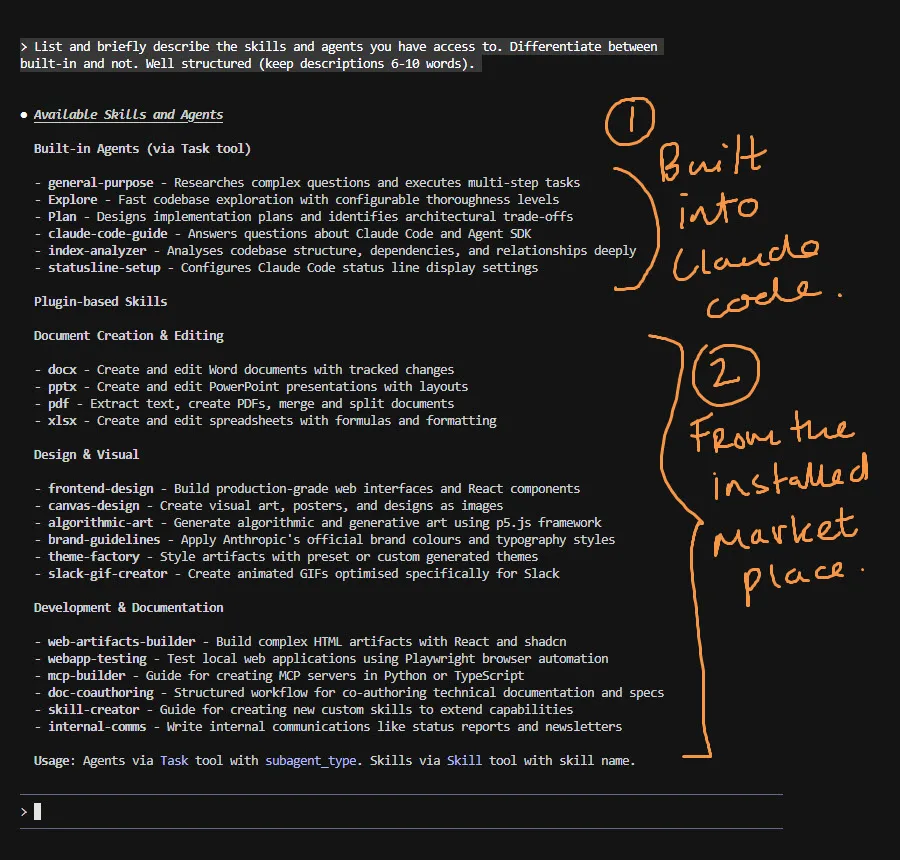 The /plugin command interface presenting four management options: browse/install plugins, manage/uninstall plugins, add marketplace, and manage marketplaces. This is the central hub for plugin and marketplace administration in Claude Code.